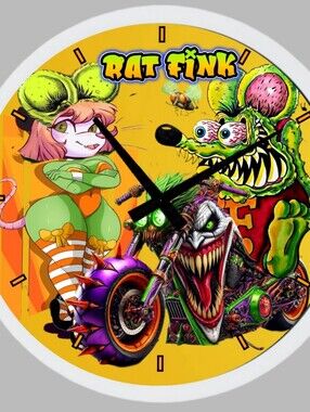 Rat Fink Graphic Wall Art Clock - Yellow Green Purple